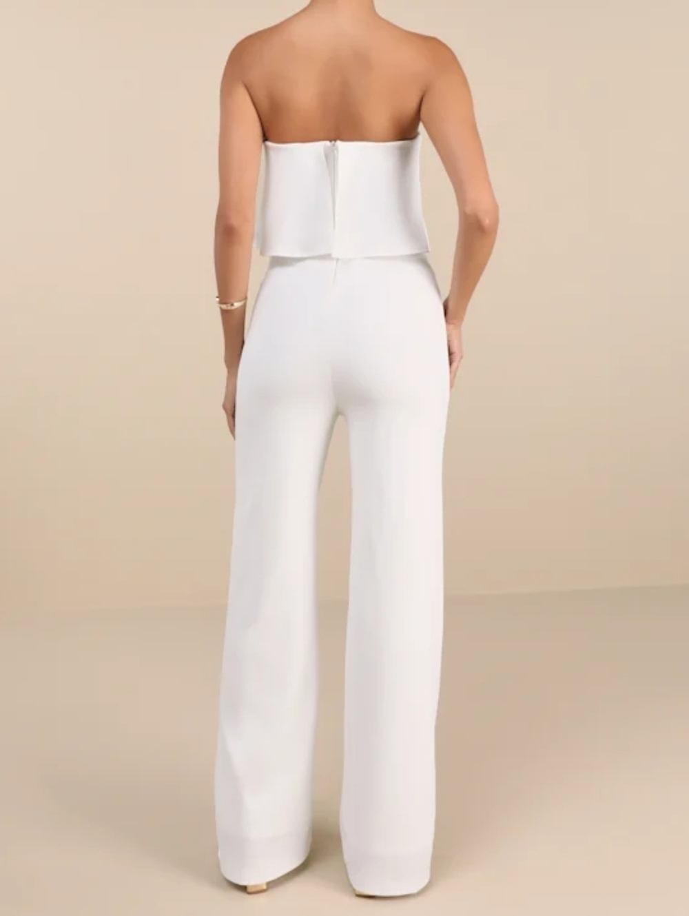 Lulus Power of Love White Strapless Jumpsuit - Size MED - NWT Bridal Rehearsal - Picture 8 of 12